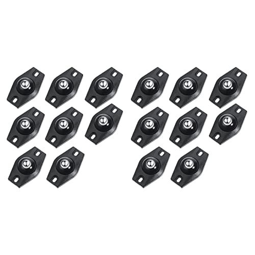 BLASHRD 16 Stücke Selbstklebende Lenkung Rollen Mini Schwenk 360 Grad Drehung Klebrige Riemenscheibe mit Kugellagern (Schwarz) von BLASHRD