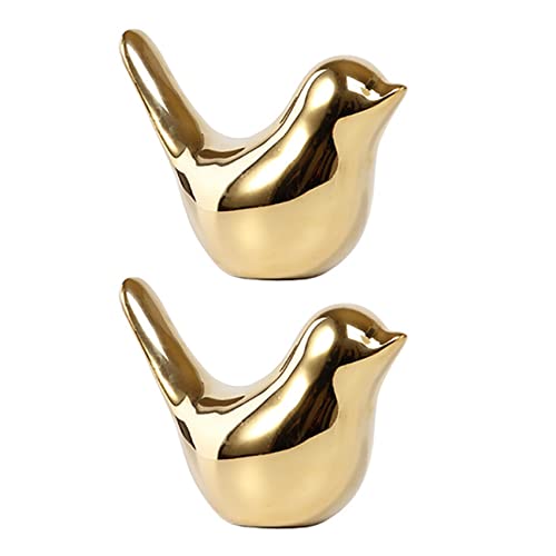 BLASHRD 2X Haus Golden Figuren Moderne Keramik Statuen Tier Skulptur Haus Dekoration Gold Keramik -L von BLASHRD