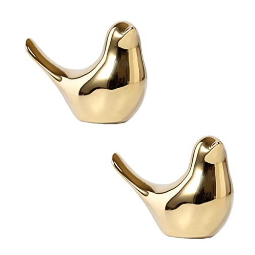 BLASHRD 2X Haus Golden Figuren Moderne Keramik Statuen Tier Skulptur Haus Dekoration Gold Keramik -XL von BLASHRD