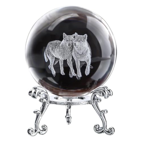 BLASHRD 3D-Lasergravierte Sternenkristall-Kugelfigur, 60 mm Große Glaskugel, Briefbeschwerer mit Ständer, Kunstdekoration, Kunsthandwerk, Langlebig, Einfach zu Verwend von BLASHRD
