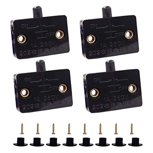 BLASHRD 4 StüCke Schrank TüR Schalter SchräNke für Schrank Lampen Schalter ÖFfnen bei Geschlossener TüR Anwendbar für 12V 24V 110V Schwarz von BLASHRD
