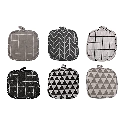 BLASHRD 6 StüCk Baumwoll Topf Halter Maschinen Waschbarer BestäNdiger Topf Lappen Quadratischer Topf Lappen mit HäNgender Schlaufe zum Kochen von BLASHRD