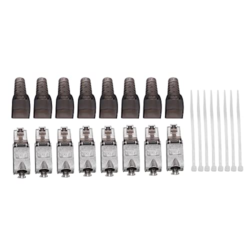 BLASHRD 8 Teiliger Werkzeugloser Geschirmter RJ45 Cat 7 Abschluss Stecker Cat7 Stecker / Cat7 Verbinder Modular 23 / 24AWG Schwarz von BLASHRD