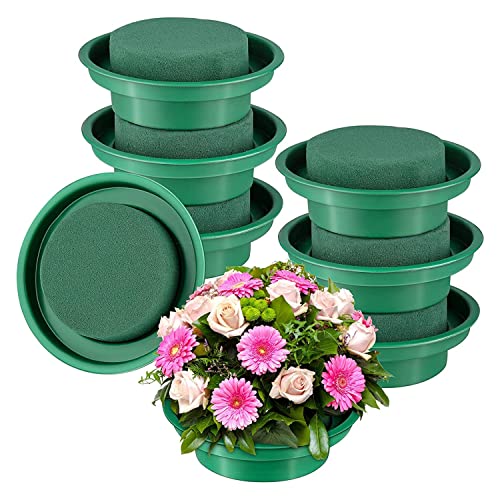 BLASHRD 8Er Pack Blumenschaum Runde Schalen DIY Blumenarrangement Kit GrüNe Runde Nasse Blumenschaum BlöCke für Hochzeitsdeko von BLASHRD