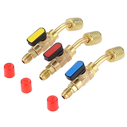 BLASHRD Abgewinkeltes Kompaktes 1/4 SAE, Anlage KäLtemittel R410A R134A Absperren Ventil, 3 StüCk R410A R134A Absperren Ventil von BLASHRD