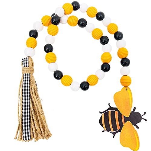 BLASHRD Bienenholzperlengirlande mit Quasten, FrüHlings Sommer Holzperlengirlande Rustikale Bauernhausdekoration für Abgestuftes Tablett BLASHRD Bienenholzperlengirlande mit Quasten, FrüHlings Sommer Holzperlengirlande Rustikale Bauernhausdekoration für Abgestuftes Tablett von BLASHRD