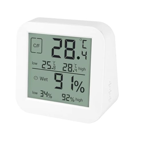 BLASHRD Digitaler LCD-Hygrothermograph für Den Innenbereich, Multifunktionales Dual-Screen-Feuchtigkeits- und Temperaturmessgerät, Tischuhr von BLASHRD