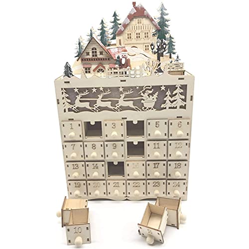 BLASHRD HöLzerner Weihnachts Advent Kalender Countdown zu Weihnachten LED Feiertag Dekoration 24 Schubladen mit LED Licht BLASHRD HöLzerner Weihnachts Advent Kalender Countdown zu Weihnachten LED Feiertag Dekoration 24 Schubladen mit LED Licht von BLASHRD