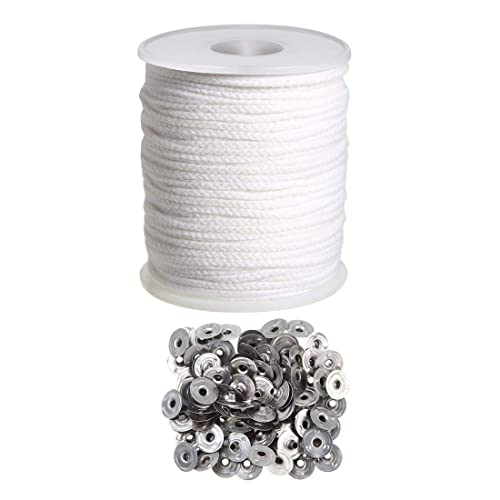 BLASHRD Kerzen-DIY-Werkzeug-Set, 1 Rolle 200Ft/61M Baumwoll-Kerzendochtkern mit 100-Teiligem Kerzendochthalter für das Kerzenherstellungs-Kit BLASHRD Kerzen-DIY-Werkzeug-Set, 1 Rolle 200Ft/61M Baumwoll-Kerzendochtkern mit 100-Teiligem Kerzendochthalter für das Kerzenherstellungs-Kit von BLASHRD