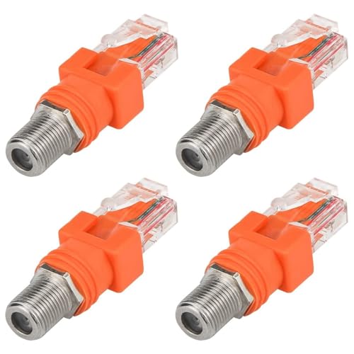 BLASHRD Koaxial zu Ethernet Adapter, 4 Packungen Koax F Buchse zu RJ45 Stecker Konverter für Line Tester von BLASHRD