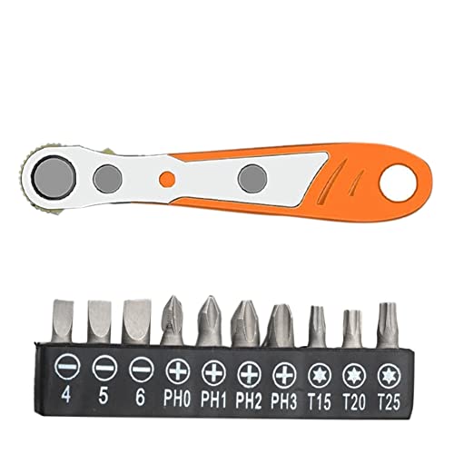 BLASHRD Magnet Schraubendreher Satz, 11 StüCk, 110 Mm, Mini Ratschen und mit 1/4, 10 Modelle, Schraubendreher Bits von BLASHRD