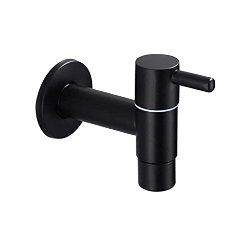 BLASHRD Mop Waschbecken Wasserhahn 304 Edelstahl Badezimmer Waschmaschine Wasserhahn Outdoor Garten Einzel Kaltwasserhahn (Schwarz) von BLASHRD