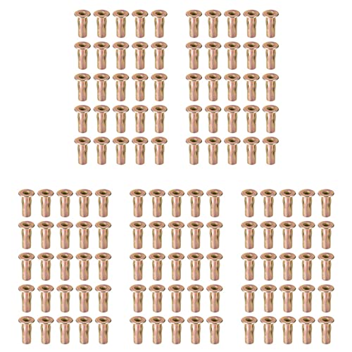 BLASHRD Multi-Grip-Nietmutter, M8 Vorgeglühter Schaft Aus Kohlenstoffstahl Farbe-Verzinkter Flachkopf-Gewindeeinsatzmutter 125 Stück von BLASHRD