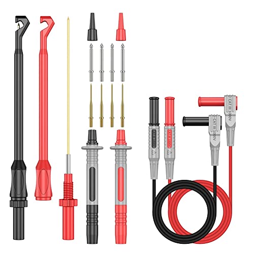 BLASHRD Multimeter-Messleitungs-Kit, PräZisions-Messleitung für Scharfe Sonden, Vergoldete Sondenleitungen, Bananen-Messleitungs-Sondenclip-Set von BLASHRD