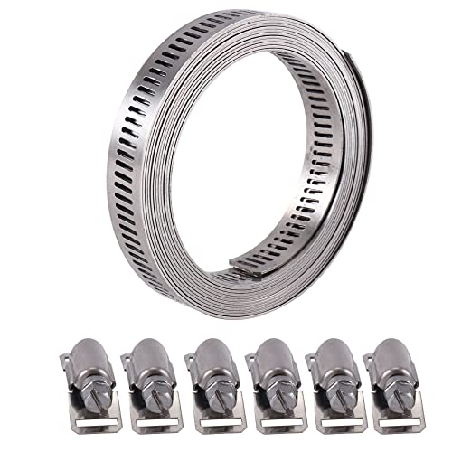 BLASHRD Schelle Aus 304 Edelstahl, Schelle mit Befestigungs Elementen, Verstellbare DIY Rohr Schelle, Kanal Schelle, 7,9 Fuß BLASHRD Schelle Aus 304 Edelstahl, Schelle mit Befestigungs Elementen, Verstellbare DIY Rohr Schelle, Kanal Schelle, 7,9 Fuß von BLASHRD