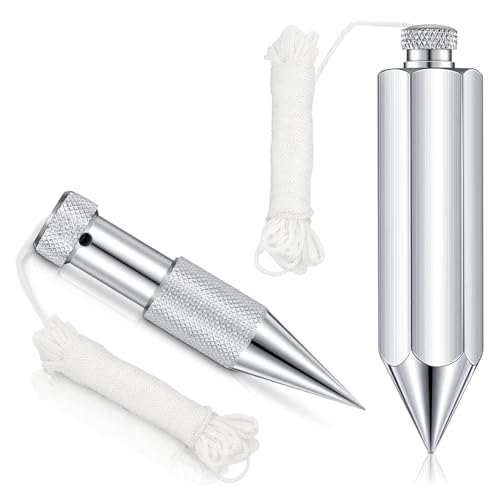 BLASHRD Sechseckiges Stahllot, 2 Stück Lot mit Schnur, 8 Unzen, 5 Unzen Lotgewicht für Bau, Landvermesser von BLASHRD