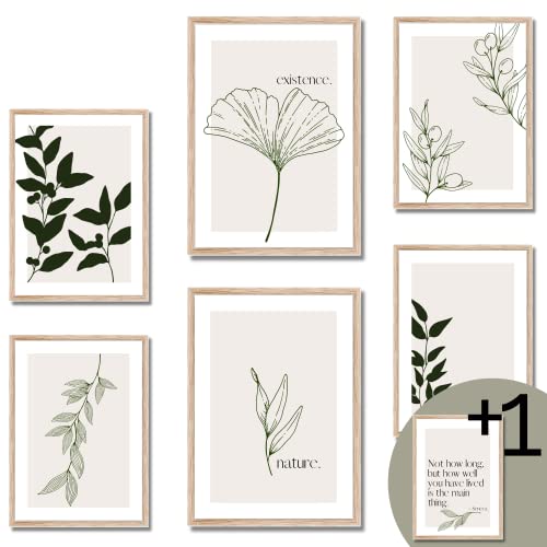 BLATT PAPIER® 6er Premium Poster Set (2x A3, 4x A4) - Wandbilder Set, Bilder Set - Poster Set beige - Wanddeko Wohnzimmer - OHNE Rahmen von BLATT PAPIER