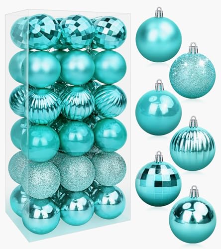 BLAZOR Weihnachtskugeln Set I 36 Christbaum-Kugeln Kunststoff I Weihnachtsbaumschmuck in versch. Farben I Weihnachten-Dekoration, Christbaumkugeln mit vormontierten Schlaufen - 6CM von BLAZOR