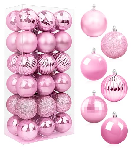 BLAZOR Weihnachtskugeln Set I 36 Christbaum-Kugeln Kunststoff I Weihnachtsbaumschmuck in versch. Farben I Weihnachten-Dekoration, Christbaumkugeln mit vormontierten Schlaufen - 6CM von BLAZOR