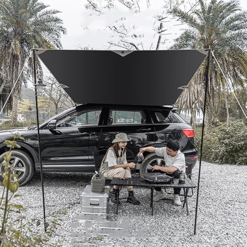 BLAcoh Universal Auto Markise Sonnenschutz,210D Oxford Camping Markise Für Auto,Schneesicheres Vorzelt Für Wohnmobil, Auto, LKW, Einfache Einrichtung von BLAcoh