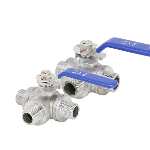 BLBGKHKKVD 1/2" 3/4" BSP Außengewinde 3-Wege-Kugelhahn DN15 DN20 Edelstahl 304 Ventilgriffventile LT-Anschluss(3/4",XGB_T Type) von BLBGKHKKVD