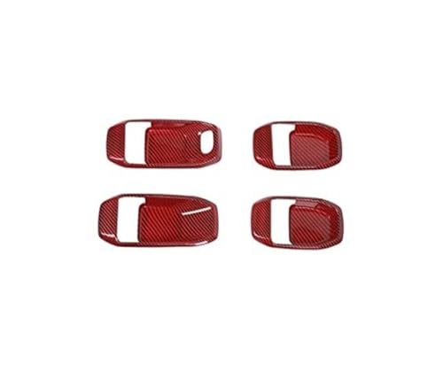 BLBNEZBZTY Aufkleber Für die Innentürgriff-Dekoration, Abdeckung, Zierleiste Für Jeep Wrangler JL 2018–2022, Auto-Innenausstattung (Farbe: Silber, Größe: 4P) Armlehne Fensterschalters(‎Red Carbon) von BLBNEZBZTY