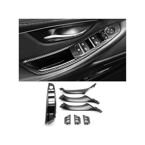 BLBNEZBZTY Auto Innen Türgriff Abdeckung Pull Für 5 Series F10 (2011-2016) 520i/528i/530i/535d/535i/550i Armlehne Fensterschalters(7pcs Carbon fiber) von BLBNEZBZTY