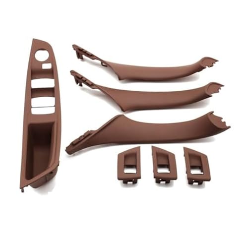 BLBNEZBZTY Auto-Innentürgriff-Set Für 5er F10 F18 523 525 528, 9 Farben, Linkslenkung, Beige-Schwarz-Kohlefaser, 7-teilig Armlehne Fensterschalters(‎Model B Brown) von BLBNEZBZTY