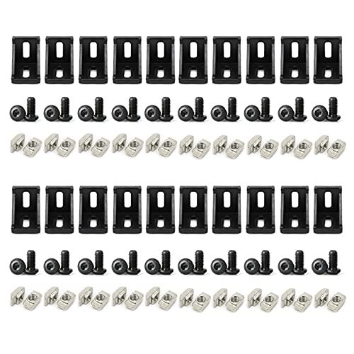 3030 Serie Aluminium-Profilverbinder-Set, 20 schwarze Eckwinkel, 40 Stück M6-T-Muttern und M6 x 10 Sechskantschraube für 30S 30 x 30 Aluminium-Extrusionsprofile Schienenzubehör 3030 Serie Aluminium-Profilverbinder-Set, 20 schwarze Eckwinkel, 40 Stück M6-T-Muttern und M6 x 10 Sechskantschraube für 30S 30 x 30 Aluminium-Extrusionsprofile Schienenzubehör von BLCCLOY