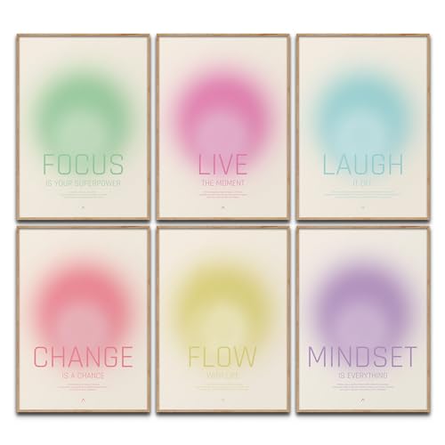 Aura Mindfulness Poster Set Farben der Achtsamkeit Wanddeko Inspirierende Bilder Schlafzimmer Deko Wohnzimmer Dekoration Homeoffice Motivationsbilder (6x A4 | Ohne Rahmen) von BLCKART