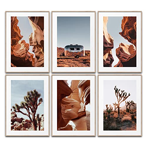 BLCKART Antelope Canyon Wandbilder Wohnzimmer Poster Set Natur Landschaft Wanddeko Wüste Bilder Schlafzimmer Deko Büro (6x DIN A4 (21 x 29,7cm)) von BLCKART