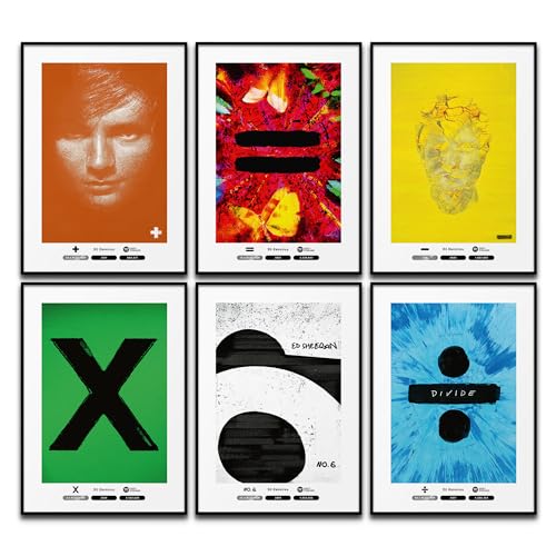 BLCKART Ed Sheeran Album Cover Poster Set Musik Wanddeko Song Bilder Schlafzimmer Deko Wohnzimmer Dekoration Homeoffice (6x A4 | Ohne Rahmen) von BLCKART