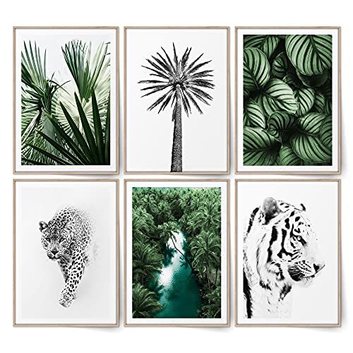 BLCKART Exotic Dream Poster Set Grün Beidseitig Bedruckt Tropische Natur Wandbilder Schlafzimmer Deko Bilder (6x A4 | 21 x 29,7 cm) von BLCKART