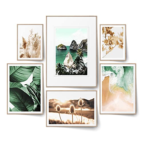 BLCKART Infinity Beige Love Poster Set Stilvolle Beidseitige Pampas Beach Poster Wohnzimmer Deko | 4X A3 | 2X A4 | ohne Rahmen (L | 4x A3 | 2x A4 | ohne Rahmen, Smaragd Green) von BLCKART