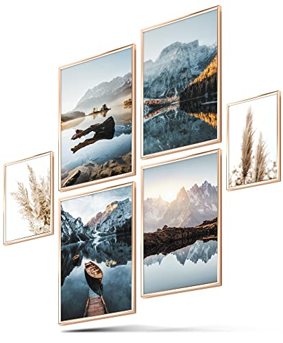 BLCKART Infinity Poster-Set Dreamy Mountains - beidseitig bedruckte Wandbilder - Premium Poster - Bilder zur Wanddekoration - Größe L 4x A3 und 2x A4 von BLCKART
