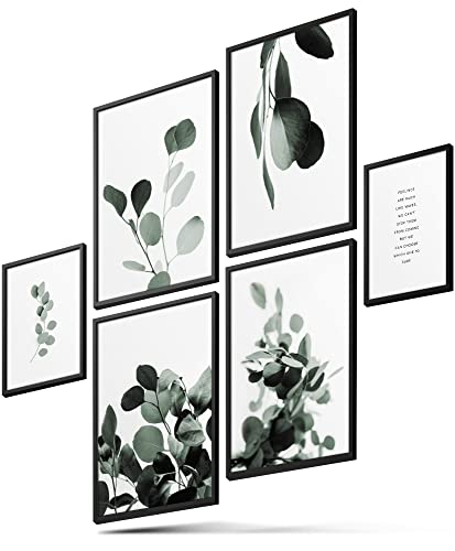 BLCKART Infinity Eukalyptus Pflanzen Poster Bilder Set Stilvolle Beidseitig Bedruckte Eukalyptus Poster Wohnzimmer Deko Pflanzen Bilder (L | 4X A3 | 2X A4 | ohne Rahmen, Eucalyptus Love) von BLCKART