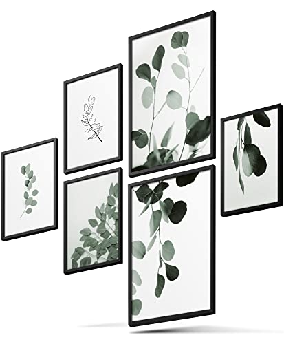 BLCKART Infinity Eukalyptus Poster Set Stilvolle Doppelseitige Eucalyptus Botanik Pflanzen Poster Wohnzimmer Bilder Deko | 2X A3 | 4X A4 (EUCALYPTUS | 6er, Ohne Rahmen) von BLCKART