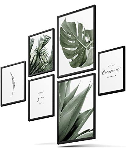 BLCKART Infinity Premium Poster Set MONSTERA Stilvolle Doppelseitige Bilder Wohnzimmer Schlafzimmer | 2x A3 | 4x A4 | ohne Rahmen (MONSTERA GREEN | 6er, Ohne Rahmen) von BLCKART