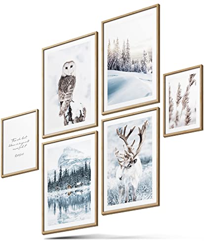 BLCKART Winter Wonderland Poster Set Beidseitig Bedruckt Winter Bilder Wohnzimmer Deko von BLCKART
