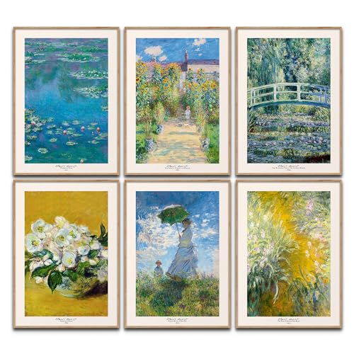 Claude Monet Poster Set Kunst Wanddeko Klassische Bilder Schlafzimmer Deko Wohnzimmer Dekoration Homeoffice Gemälde (6x A4 | Ohne Rahmen) von BLCKART