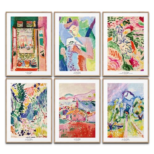 Henri Matisse Poster Set Kunst Wanddeko Klassische Bilder Schlafzimmer Deko Wohnzimmer Dekoration Homeoffice Gemälde (6x A4 | Ohne Rahmen) von BLCKART