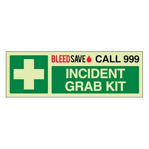 Bleedsave Incident Grab Kit – Call 999 – Querformat, 450 x 150 mm, selbstklebendes Vinyl-Sicherheitsschild Bleedsave Incident Grab Kit – Call 999 – Querformat, 450 x 150 mm, selbstklebendes Vinyl-Sicherheitsschild von BLEEDSAVE