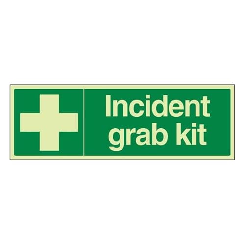 Bleedsave Incident Grab Kit – Querformat, 450 x 150 mm, leuchtet im Dunkeln, selbstklebendes Vinyl-Sicherheitsschild Bleedsave Incident Grab Kit – Querformat, 450 x 150 mm, leuchtet im Dunkeln, selbstklebendes Vinyl-Sicherheitsschild von BLEEDSAVE