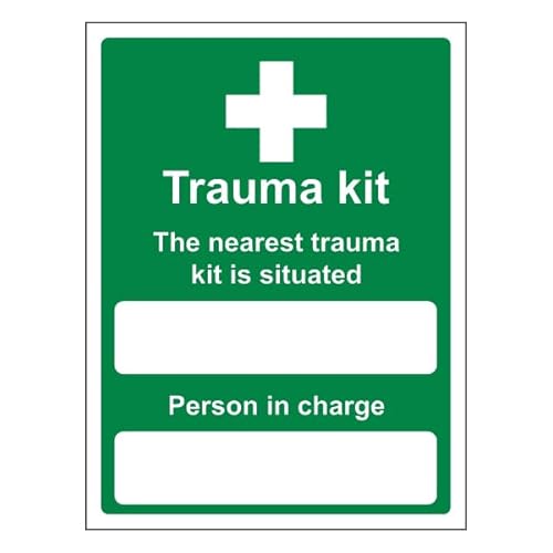 Bleedsave Selbstklebendes Vinyl-Sicherheitsschild "The Nearest Trauma Kit Is Situated", Hochformat, 150 x 200 mm Bleedsave Selbstklebendes Vinyl-Sicherheitsschild "The Nearest Trauma Kit Is Situated", Hochformat, 150 x 200 mm von BLEEDSAVE