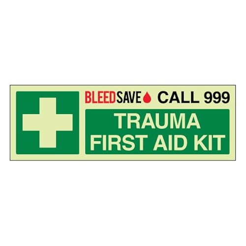 Bleedsave Trauma First Aid Kit – Call 999 – Querformat, 450 x 150 mm, selbstklebendes Vinyl-Sicherheitsschild Bleedsave Trauma First Aid Kit – Call 999 – Querformat, 450 x 150 mm, selbstklebendes Vinyl-Sicherheitsschild von BLEEDSAVE