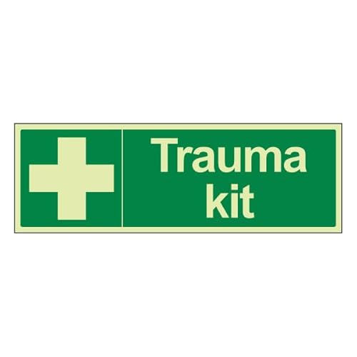 Bleedsave Trauma Kit – Querformat, 450 x 150 mm, selbstklebendes Vinyl-Sicherheitsschild, leuchtet im Dunkeln Bleedsave Trauma Kit – Querformat, 450 x 150 mm, selbstklebendes Vinyl-Sicherheitsschild, leuchtet im Dunkeln von BLEEDSAVE