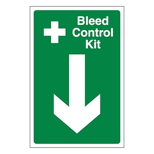 V Safety Bleed Control Kit Pfeil nach unten, selbstklebendes Vinyl, Aluminiumeffekt, 300 x 400 mm von BLEEDSAVE