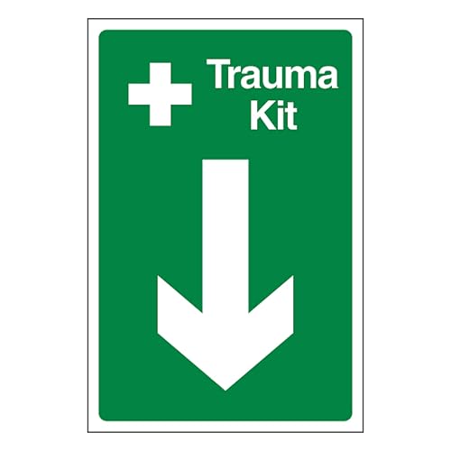 V Safety Trauma Kit Pfeil nach unten, selbstklebendes Vinyl, Aluminiumeffekt, 200 x 300 mm von BLEEDSAVE