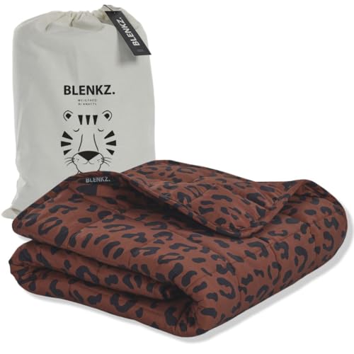 BLENKZ. Gewichtsdecke für Kinder | 3,5 kg | 100x150cm | 3-12jahre | Therapiedecke | Beschwerungsdecken | Schwere Bettdecke (Tiger Braun, 3,5kg-100x150 cm) von BLENKZ.