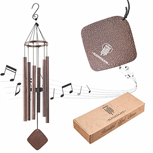 BLESSEDLAND Windspiele-6 hohlaluminiumrohre, 28" Wind Chime für Garten 4Wx28.5H Zoll Kupfer-ader von BLESSEDLAND